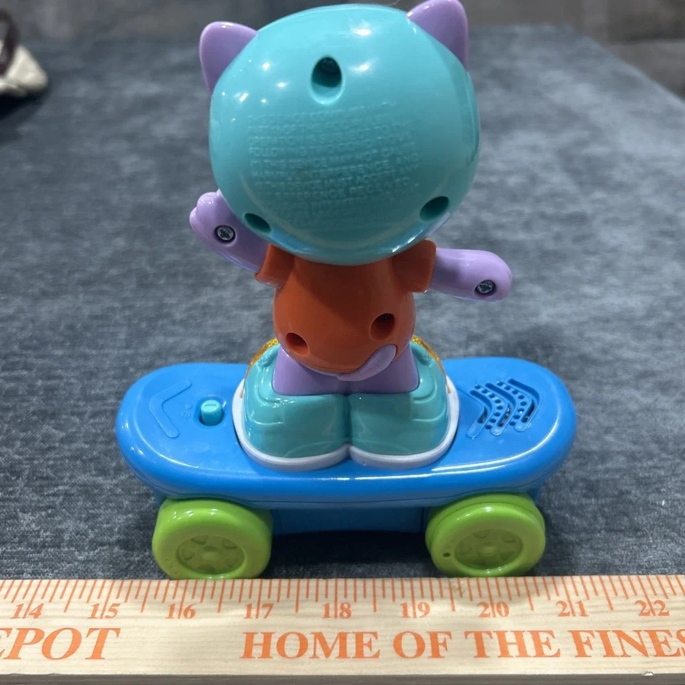 VTech Pull‎ Back Skater Cat Sounds & Lights Numbers Letters Used Tested EUC
